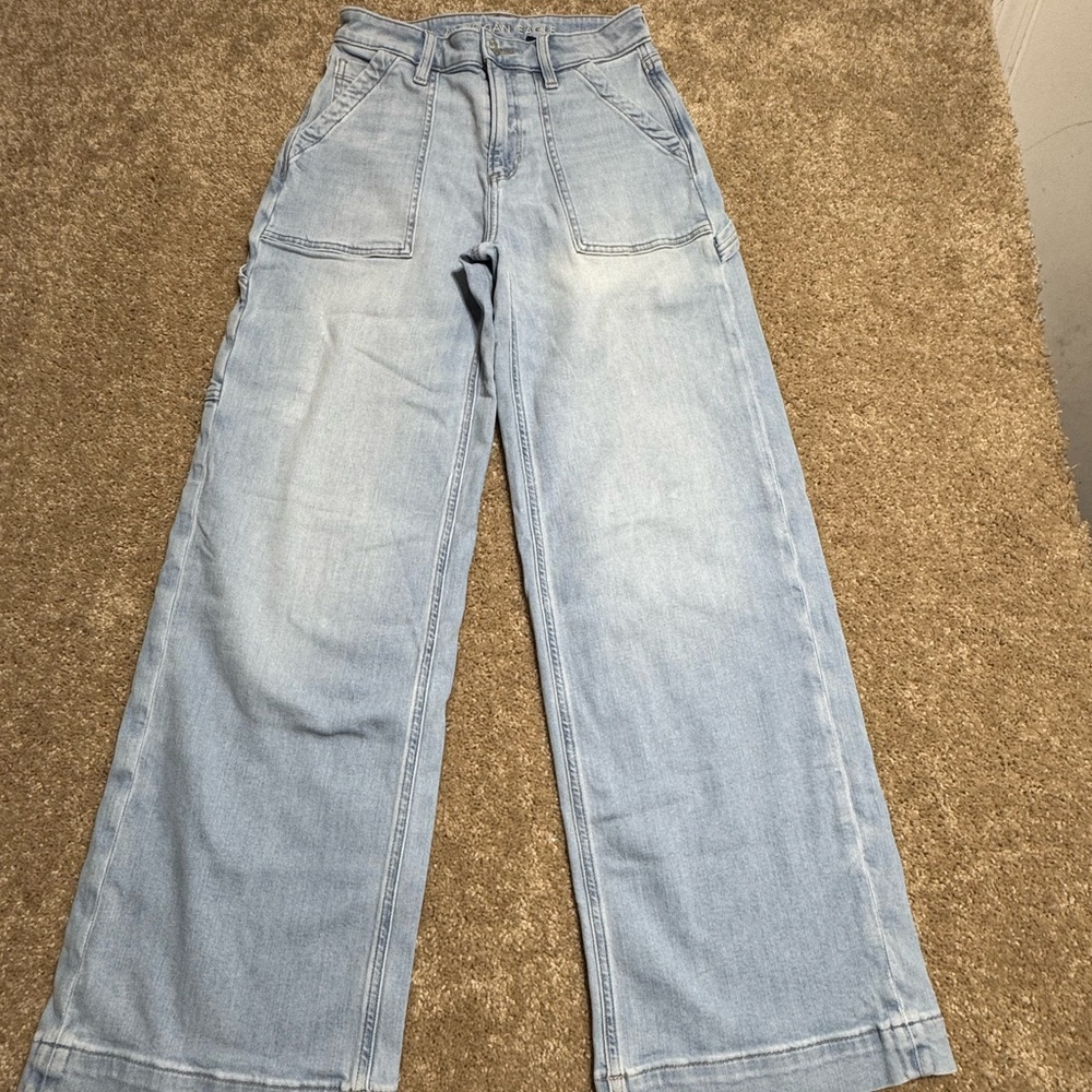 American Eagle Outfitters Light Blue Wide Leg Jeans